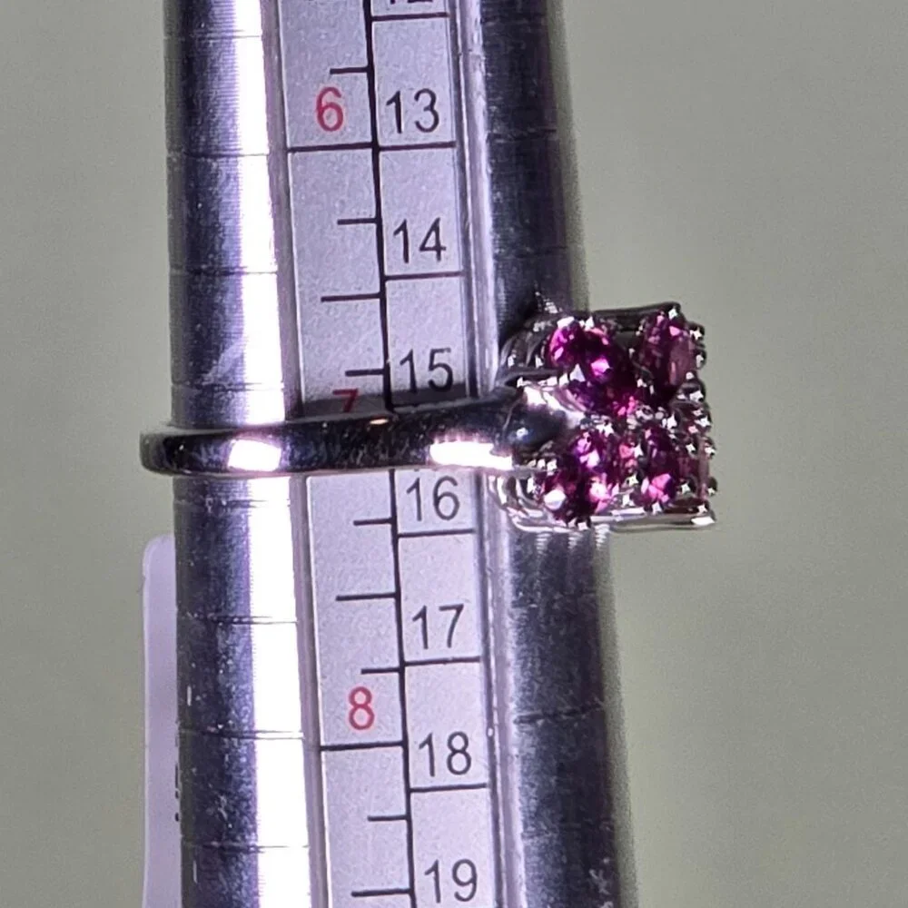 2.35ct Mixed Shape Blush Garnet Rhodium Over‎ 925 Silver Ring Size 7
